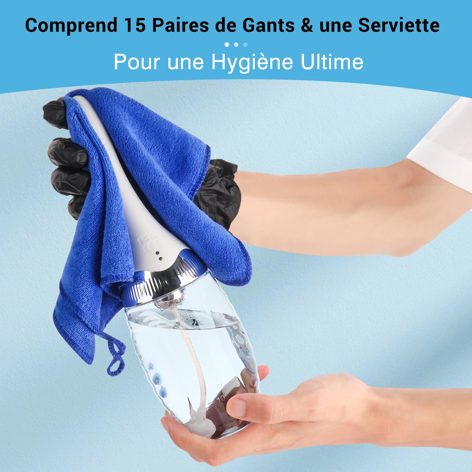Kit de Lavement et Douche Vaginale par Tilcare - Douche Anale Electrique avec 3 Réglages de Vitesse et Télécommande - Lavements pour le Nettoyage du Côlon - Avec 15 Gants et une Serviette