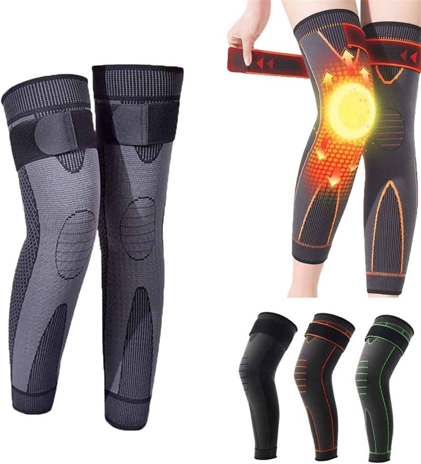 Tourmaline Acupressure Self-heating Shaping Knee Sleeve Mugwort Acupressure Shaping Knee Pads Knee Compression Sleeve Wormwood Self-heating Knee Pads Full Leg Compression Sleeves ( Color : Black , Siz