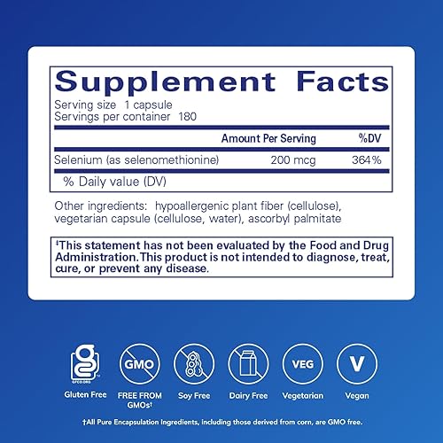 Miniatura 9 de Pure Encapsulations Selenio - 200 mcg - para una función celular saludable, sistema inmunológico y defensas antioxidantes - Suplemento mineral