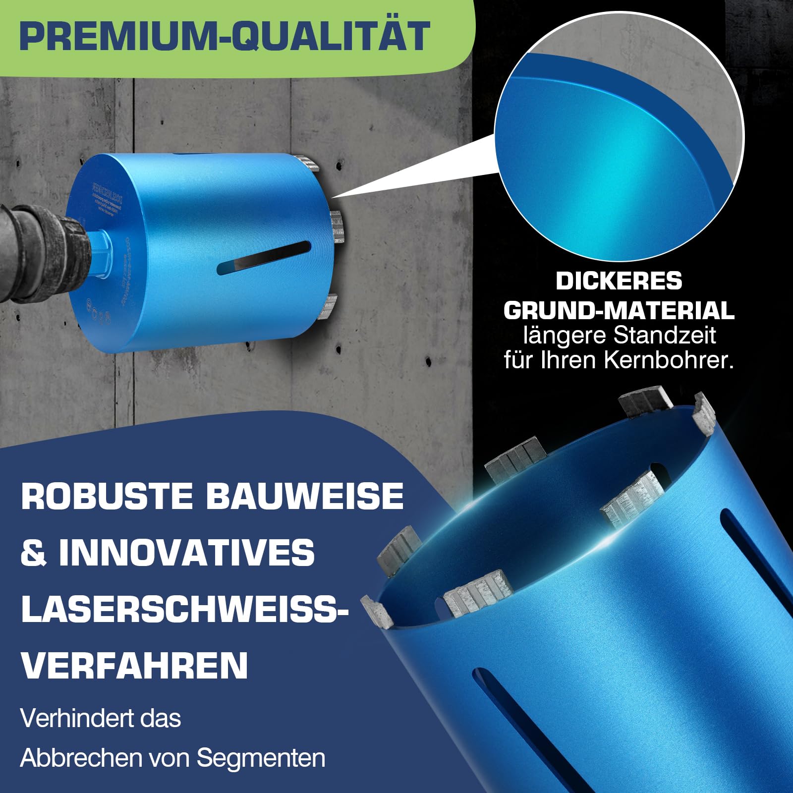 M22 Nat-/droge boorkroon, L200 mm, diameter 44 mm, met SDS Plus-adapter M22 Nat-/droge boorkroon, L200 mm, diameter 44 mm, met SDS Plus-adapter