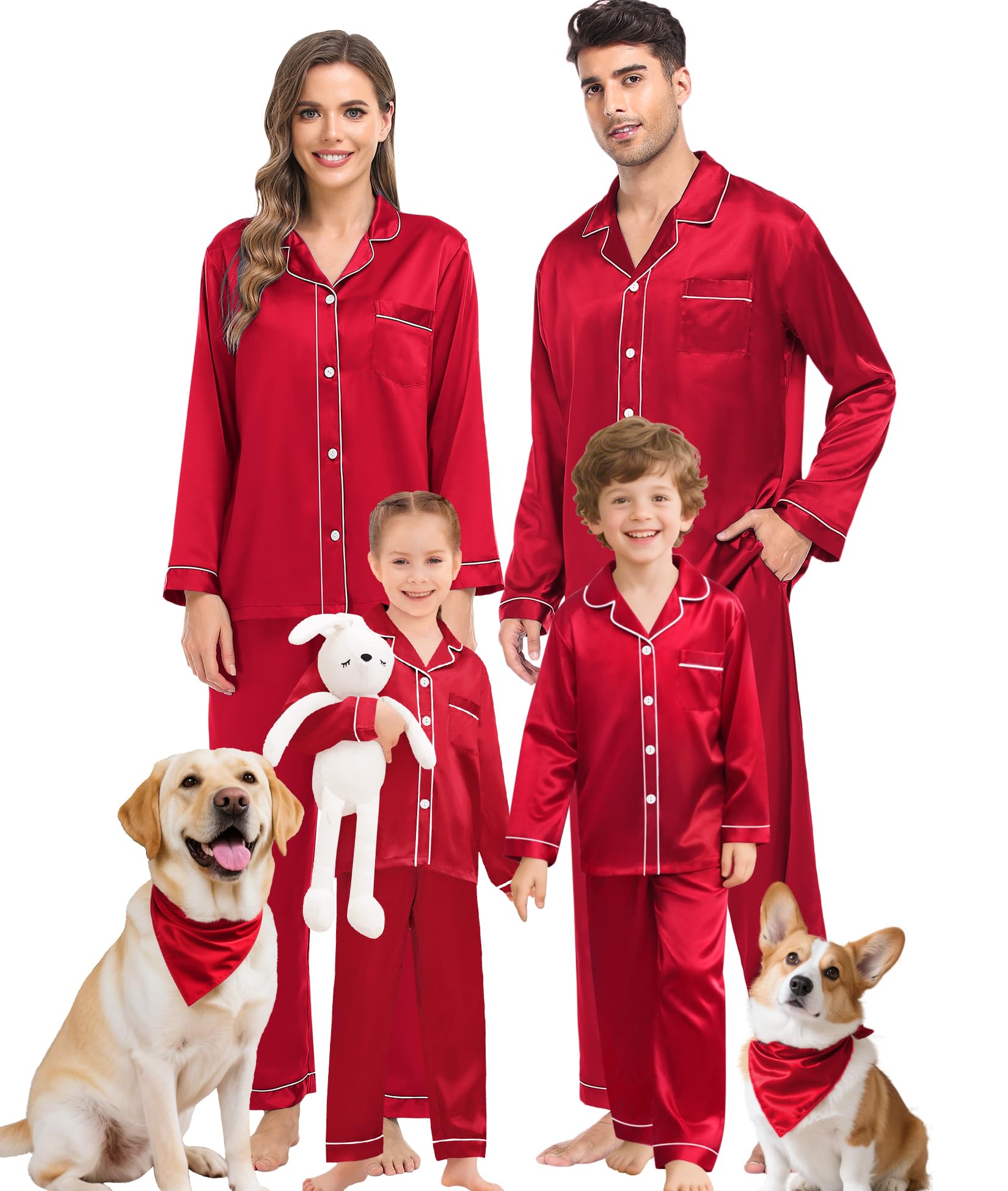 SWOMOG Family Matching Pajama Set Satin