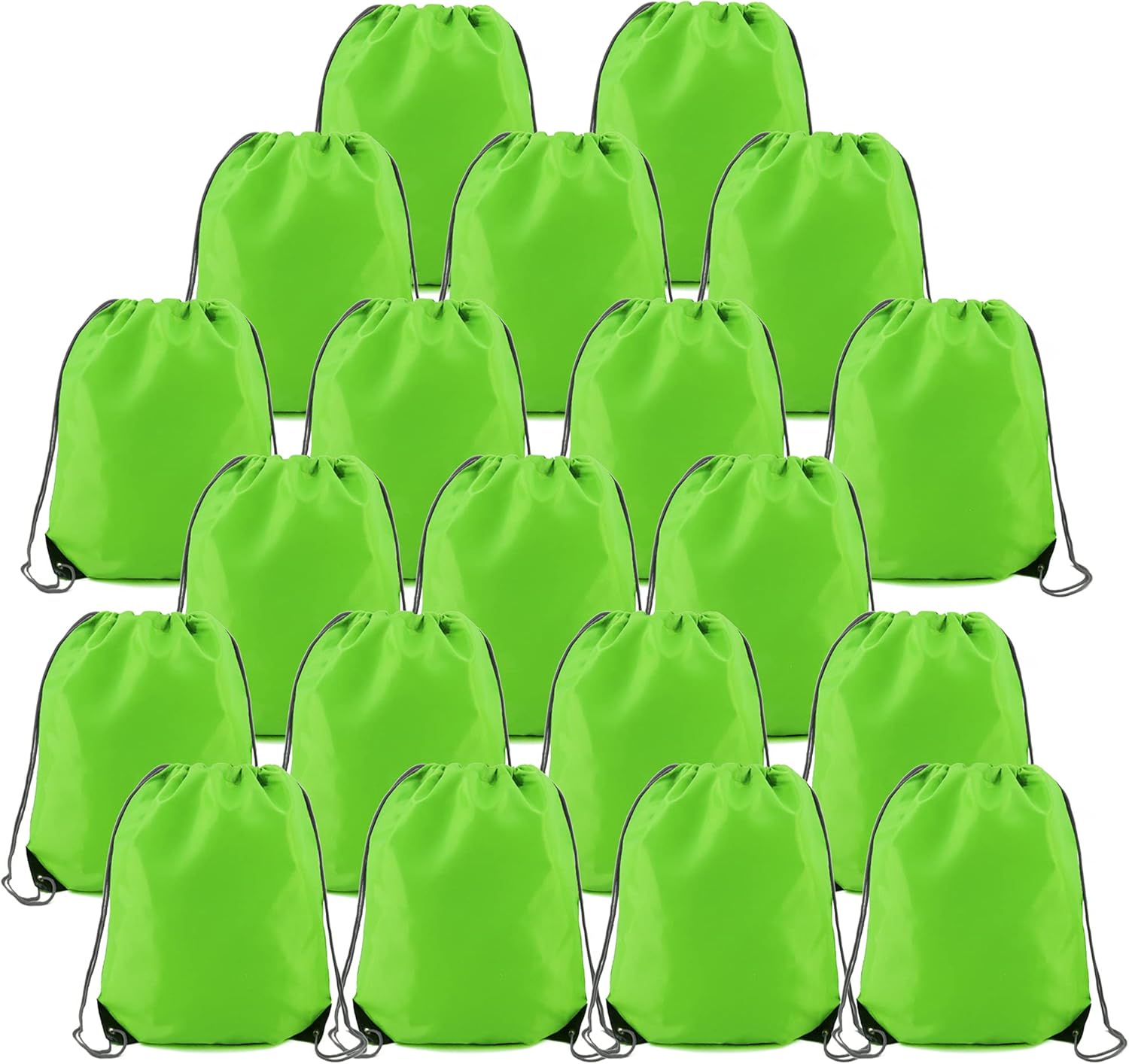 20 Pieces Green String Bags Bulk Lightweight Durable Drawstring Gym