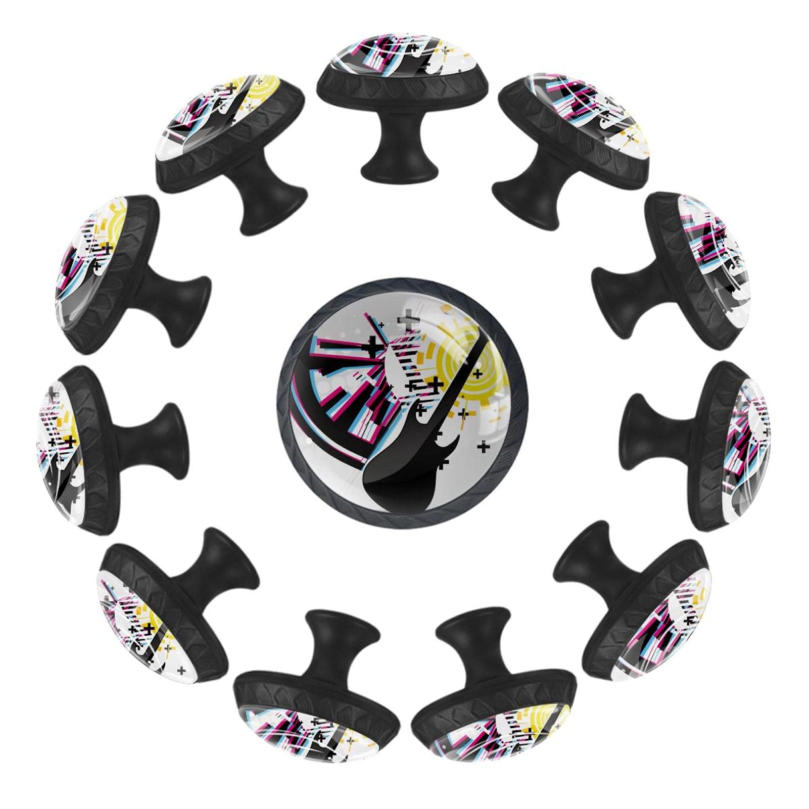 Boutons de tiroir motif guitare abstraite 35 mm au fini soigné pour meuble de chambre