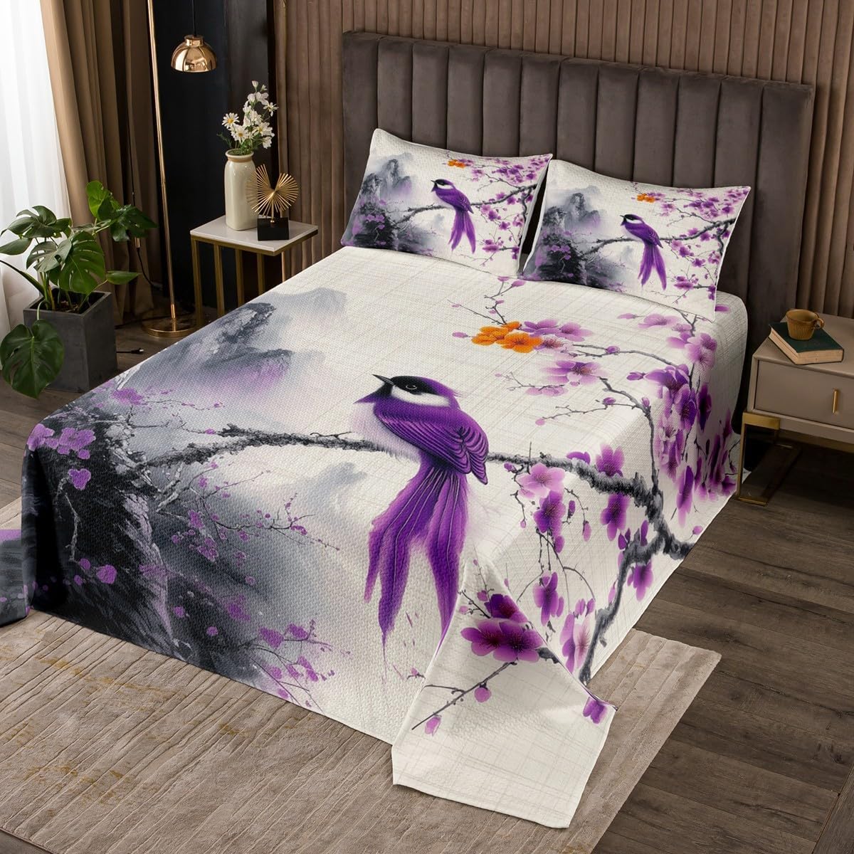 Gamepad Bedspread Twin Size,Neon Purple Lightning Honeycomb Hexagon Kids Bedding Set 2Pcs,Video Games Comforter Set for Boys Teens Room Decor,Cool Modern Gamer Coverlet Quilt,1 Pillowcase