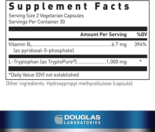 Miniatura 2 de Douglas Laboratories L-triptófano  Apoya la producción de melatonina y el sueño reparador  60 cápsulas vegetarianas