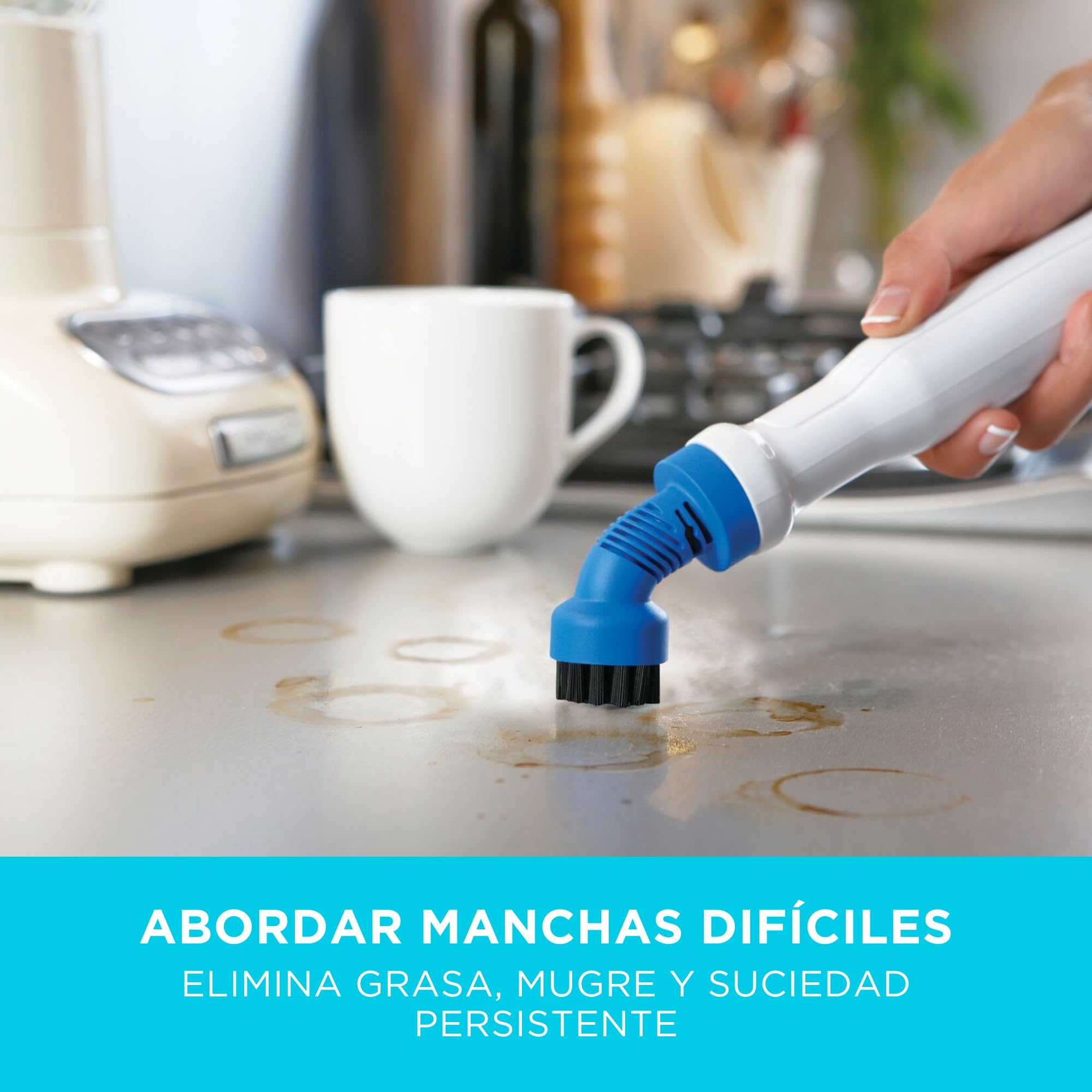 BLACK+DECKER Balai Vapeur Filaire 1300W 12 Accessoires, Blanc/Bleu Ciel, FSMH1321JSM-QS