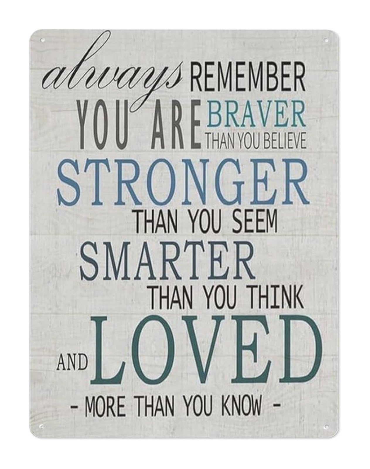 ZDVHOMCB Vintage You Are Loved Sign Braver Stronger Smarter Metal Tin Plaque Motivational Quote for Bedroom Office 8 X 12 in