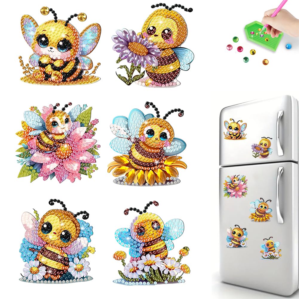 Fiorky 6Pcs Special Shape Fridge Magnet White Fx Diamond Art Magnets Decals Refrigerator Magnet for Fridge Whiteboards Car Mailbox Decor