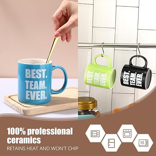 Miniatura 4 de Yaomiao 6 tazas de café de 12 onzas con el mejor equipo de Navidad, tazas de café de agradecimiento a los empleados, tazas de porcelana para