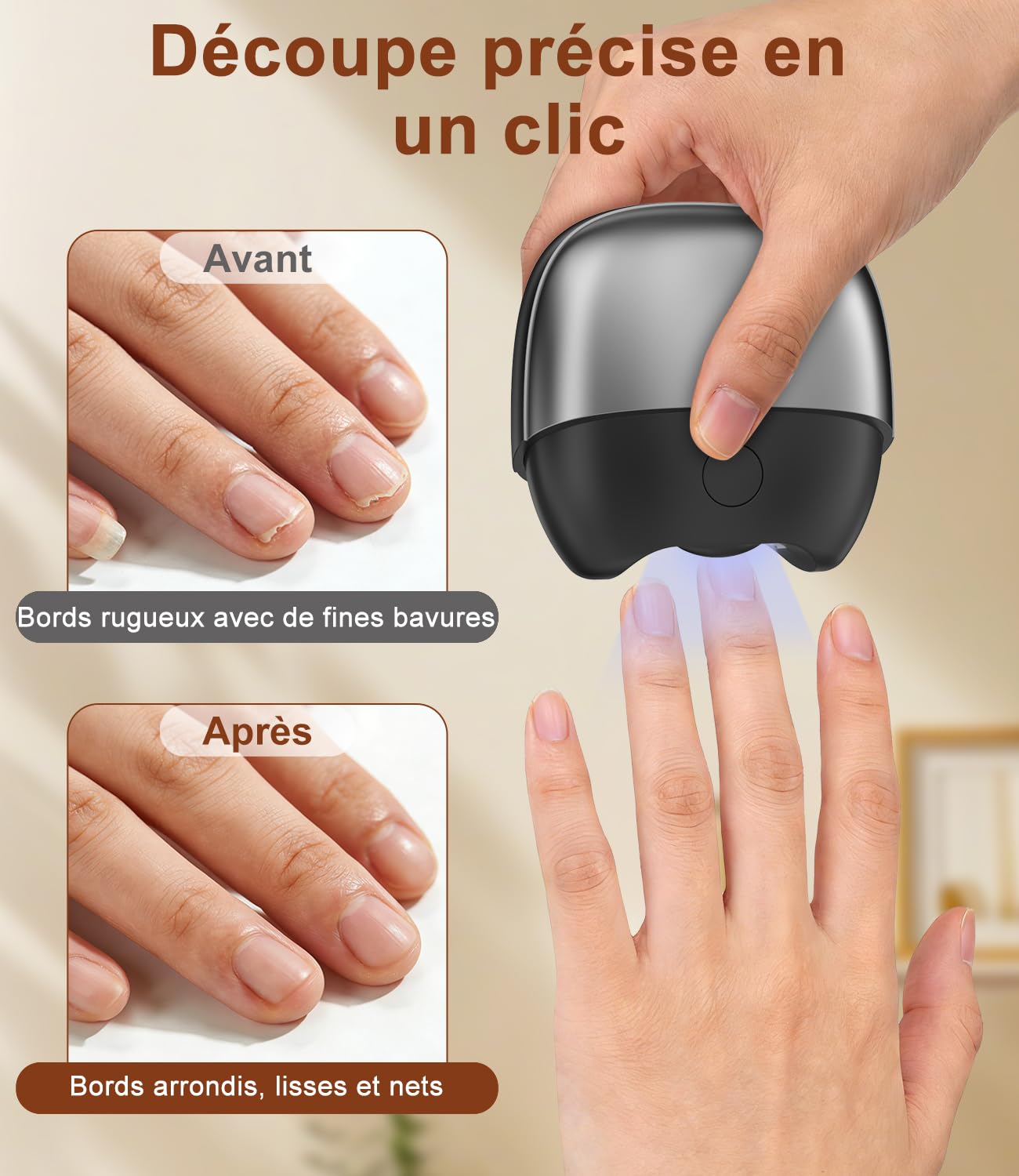 Coupe Ongle Electrique, Coupe Ongles Electrique Pour Pied Avec éclairage Et Fonction De Ramassage Des Ongles Coupés, Comprend Un Coupe-Ongles électrique à 2 Vitesses Et Un Coupe-Ongle - Gris - 3