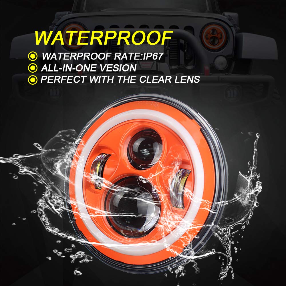 Amazon | Akmties DOT SAE Orange Halo 7インチ ヘッドライト