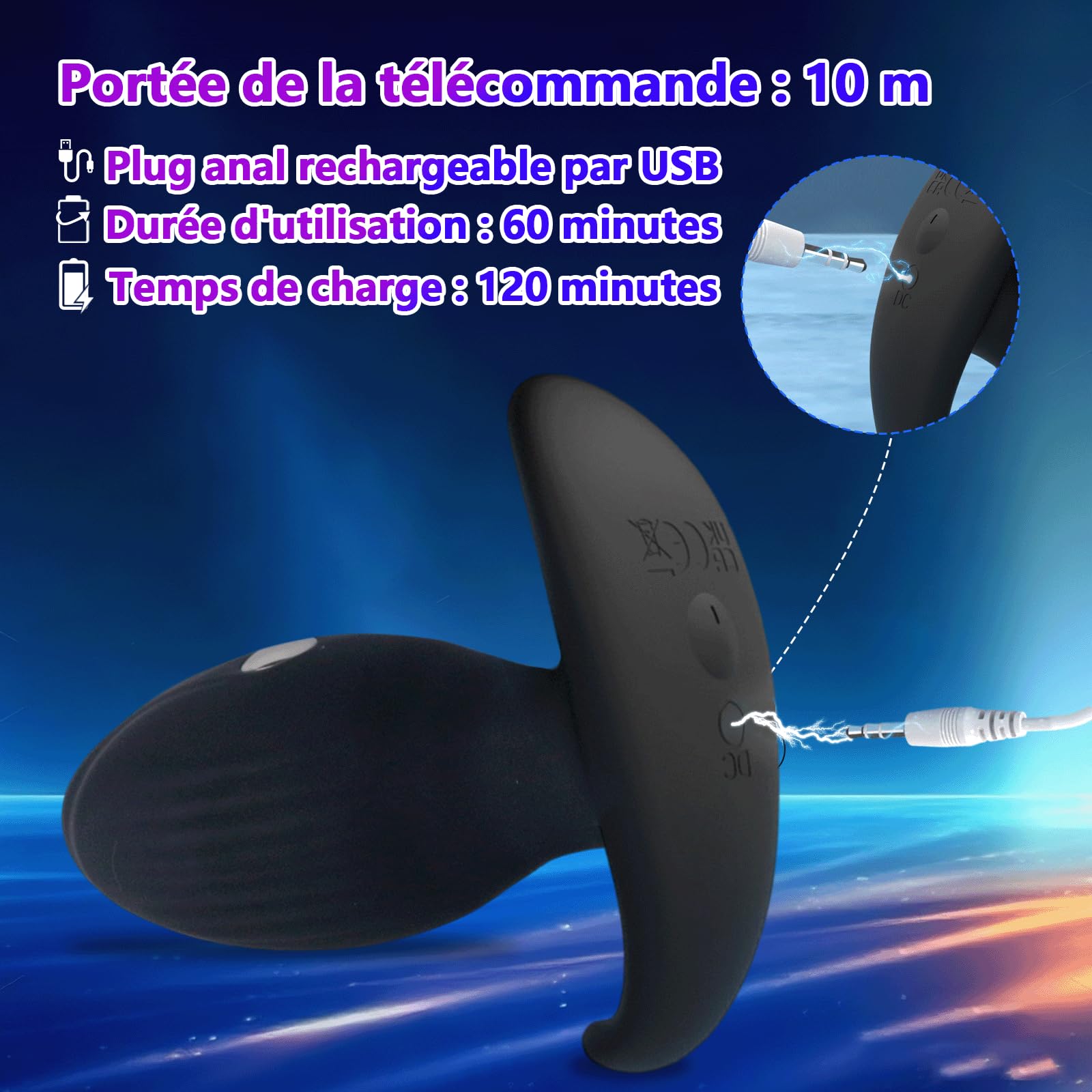 Électrostimulation Plug Anal Vibromasseurs Sex Toys Anals Plug Vibrant avec 7 Modes de Vibration et 7 Modes de Choc Electrique Télécommande Silicone Butt Plugs Anale, Prostate Homme SM Jouets Sexuels