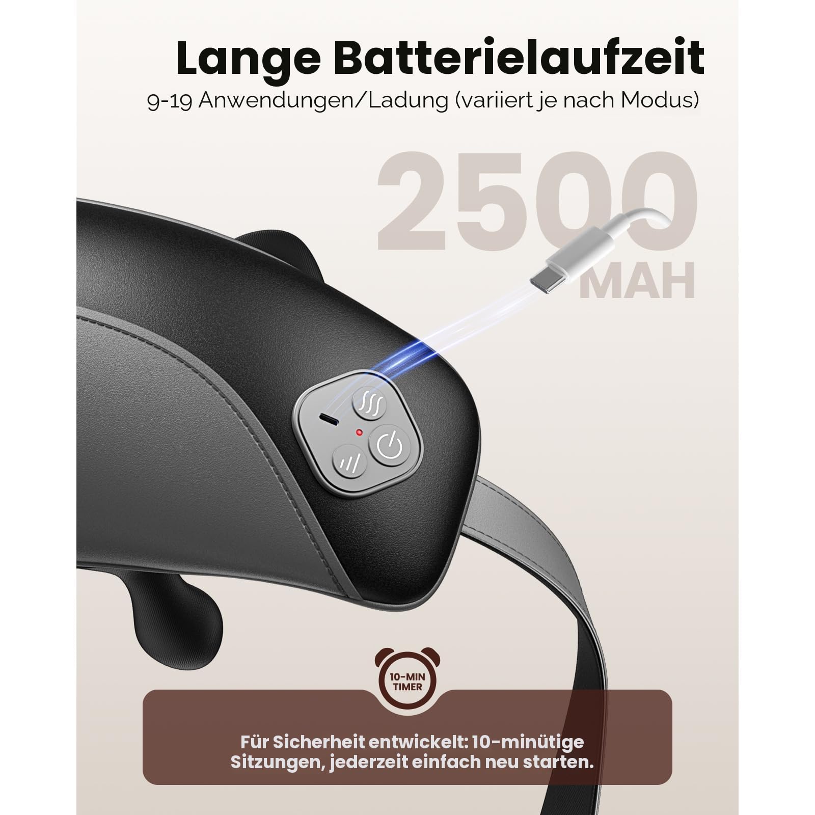 BOB AND BRAD 4D Shiatsu Nackenmassagegerät mit Wärme, Kabelloses & Elektrisch Massagegerät für Nacken, Schultern, 2 Massage- & Temperatur-Stufen, Das Perfekte Geschenk für Männer Frauen
