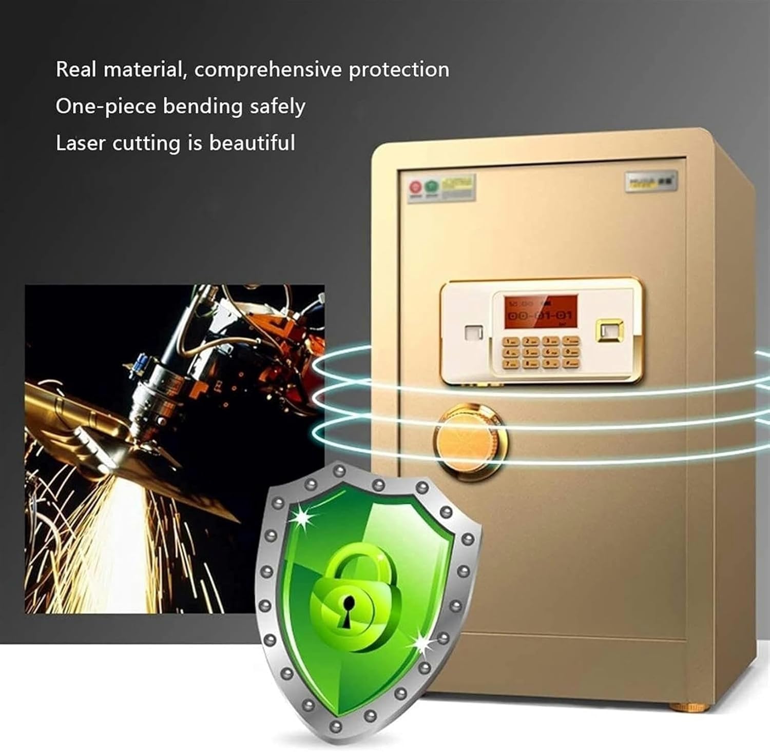 Fireproof Safe and Waterproof Safe Feet Password Safe 60CM Home Password Safe Deposit Box Small Alarm Safe Office Smart Anti-Theft Cabinet (Color : Brown Size : 383460cm)-1pc