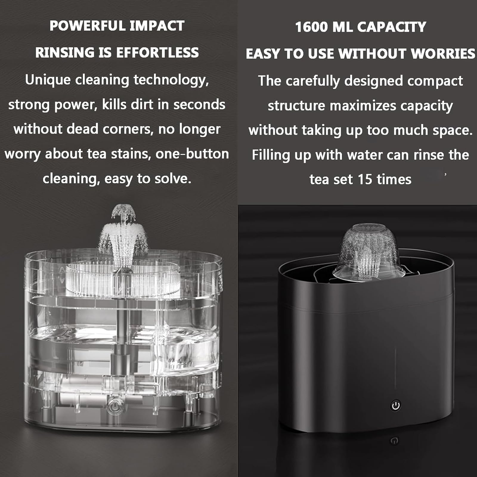 Lavavasos eléctrico de Alta presión, lavador de Tazas de té, aplicable a Tazas con un diámetro de 3-10 cm, Tanque de Agua de 1600 ml, para Bares, cafeterías, Botellas de Agua y Tazas de café