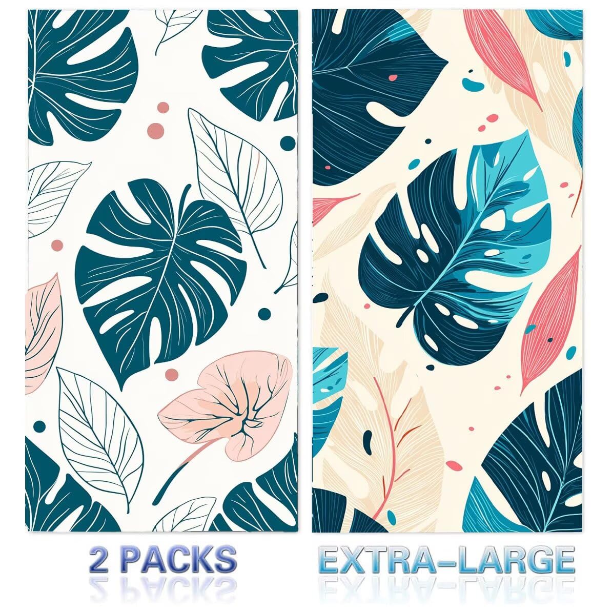 Toalla Playa 100 x 200 cm, Juego de 2 Toallas Microfibra Grande de Secado Rápido, Absorbente, Compacto, Toalla de BañO Sin Arena Verano Manta de Playa Mujer para Baño Regalo (Plantas tropicales) H824