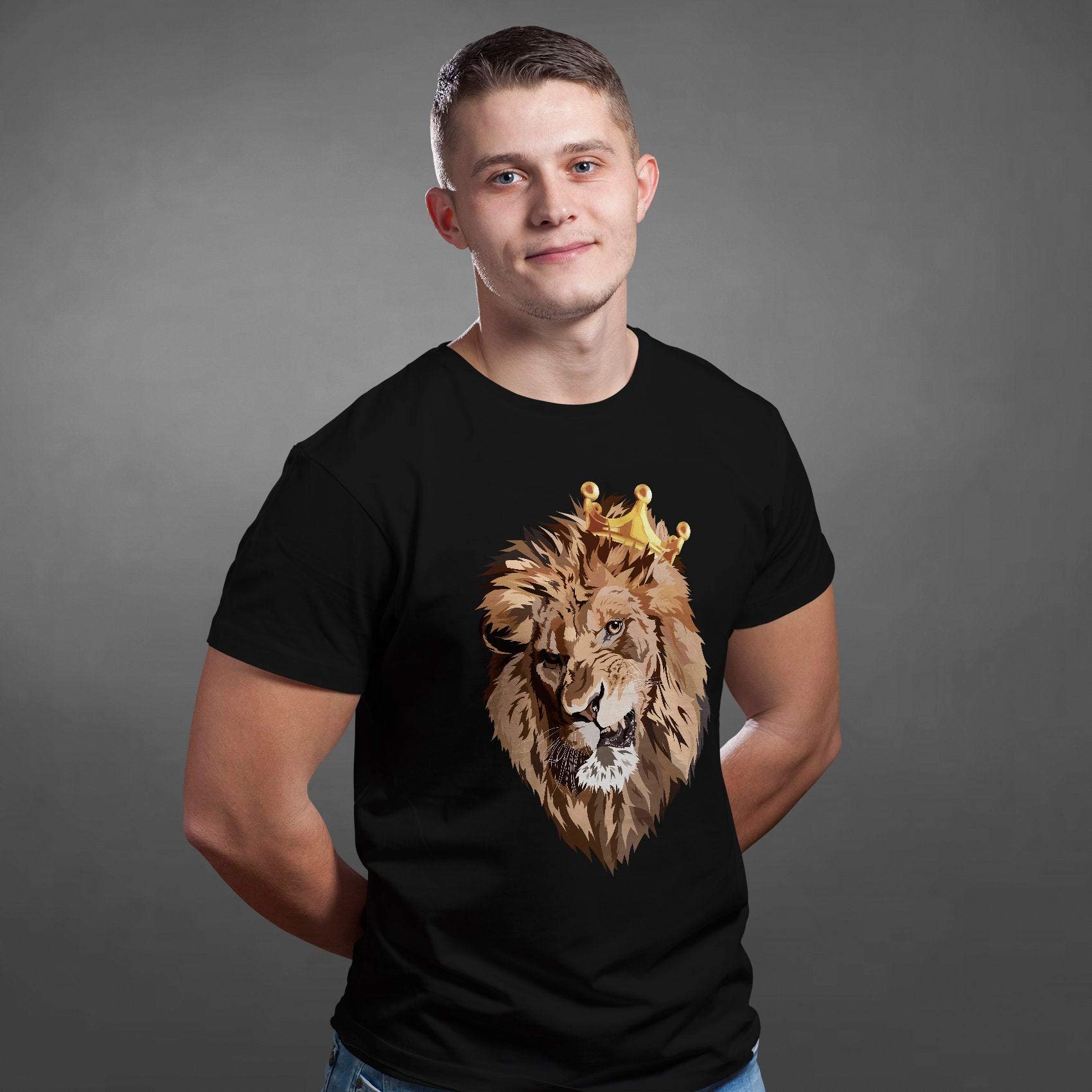 Camiseta del Rey León - Divertida camiseta de cabeza de animal de la naturaleza para hombres - Regalo de moda para amantes de los leones, camiseta personalizada unisex - Arte facial novedoso, rosso, L