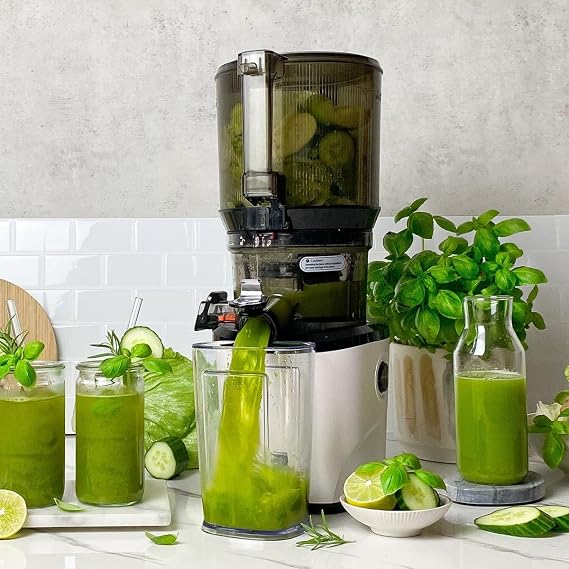 Kuvings AUTO10S Juicer - Easy Care Slow Juicer 3L Capacity & 200W Motor. Ideal for Fruit, Vegetables & Smoothie, Matt Light Silver