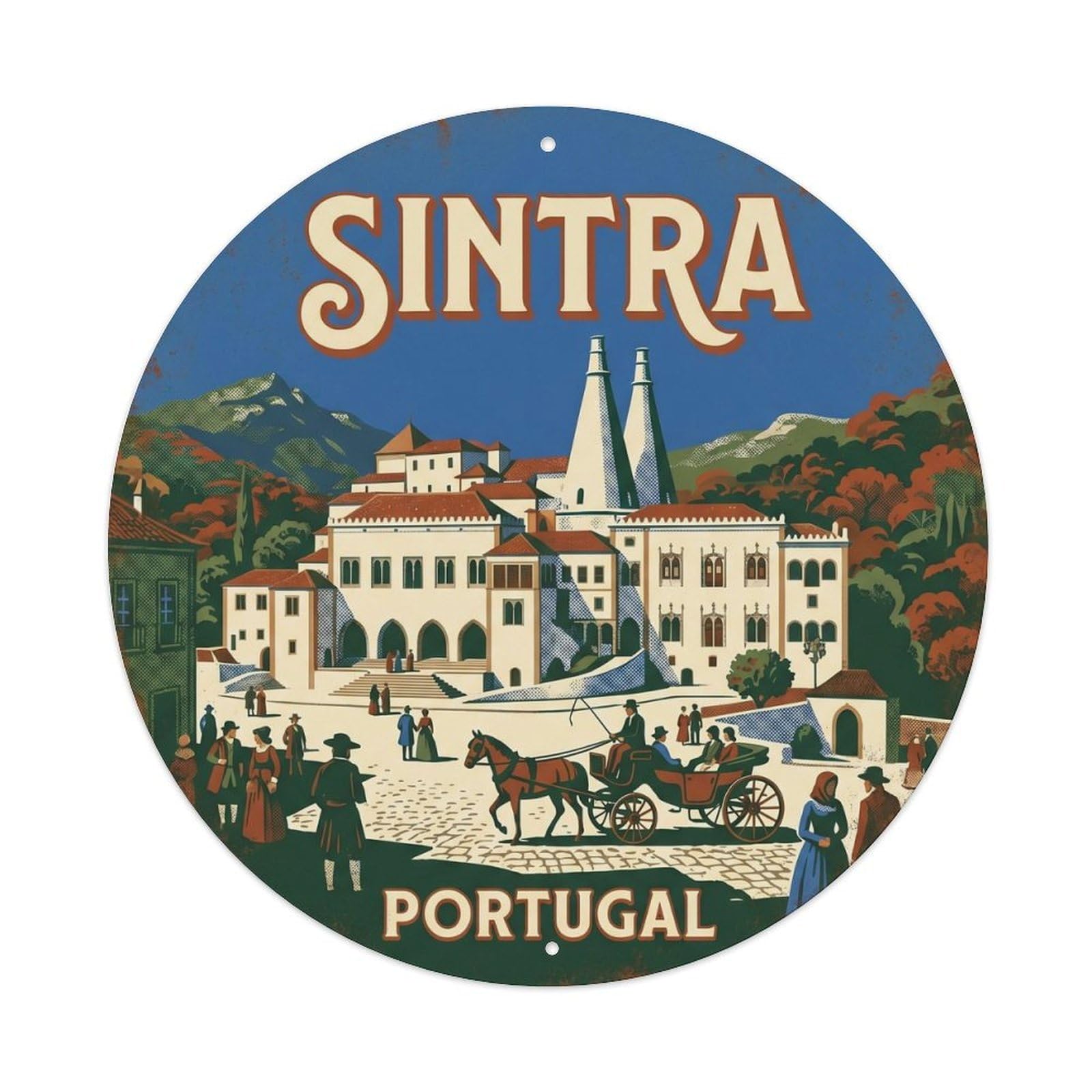 Olhnbad Style Portugal Sintra Palace National Portuguese Heritage Metal Tin Sign