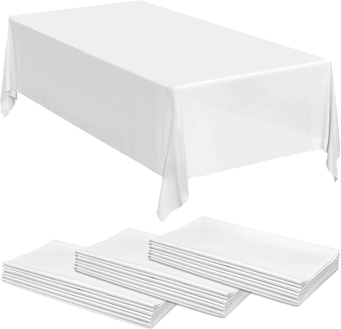 24 White Plastic Tablecloth 108 x 54 Plastic Table Cloths
