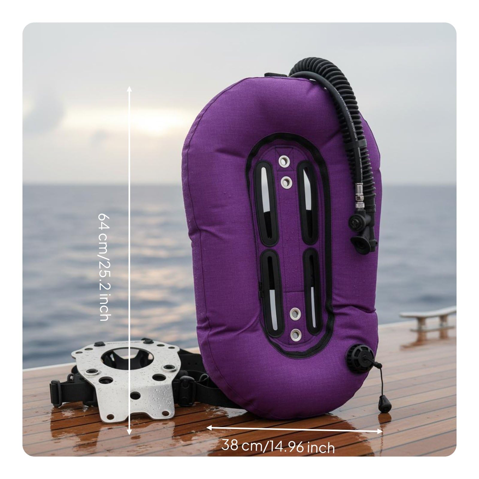 Aile de Plongée Nylon Compensateur de Flottabilité Donut Wing Gilet Stabilisateur Cellule d'air Gonflage Rapide 25lbs et 30lbs Air Fluide Adaptée , Violet