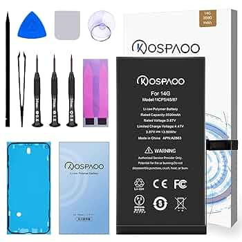 Amazon | KOSPAOO for iPhone 14 バッテリー 交換 大容量3590mAh