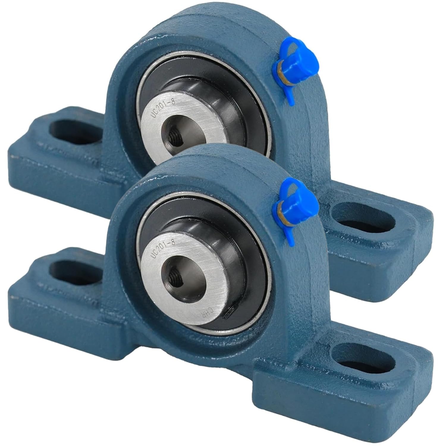 CHR 2 Pack UCP201-8 Pillow Block Bearings | Mounted Pillow Block Bearings - Chrome Steel with 1/2" Bore | ISO 9001-2015 Certified