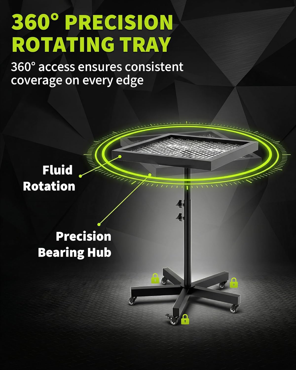 Rotating Spray Paint Stand with Wheels – 2-in-1 Paint Turntable for Cabinet Doors & Crafts – Adjustable Height 360° Swivel Rack