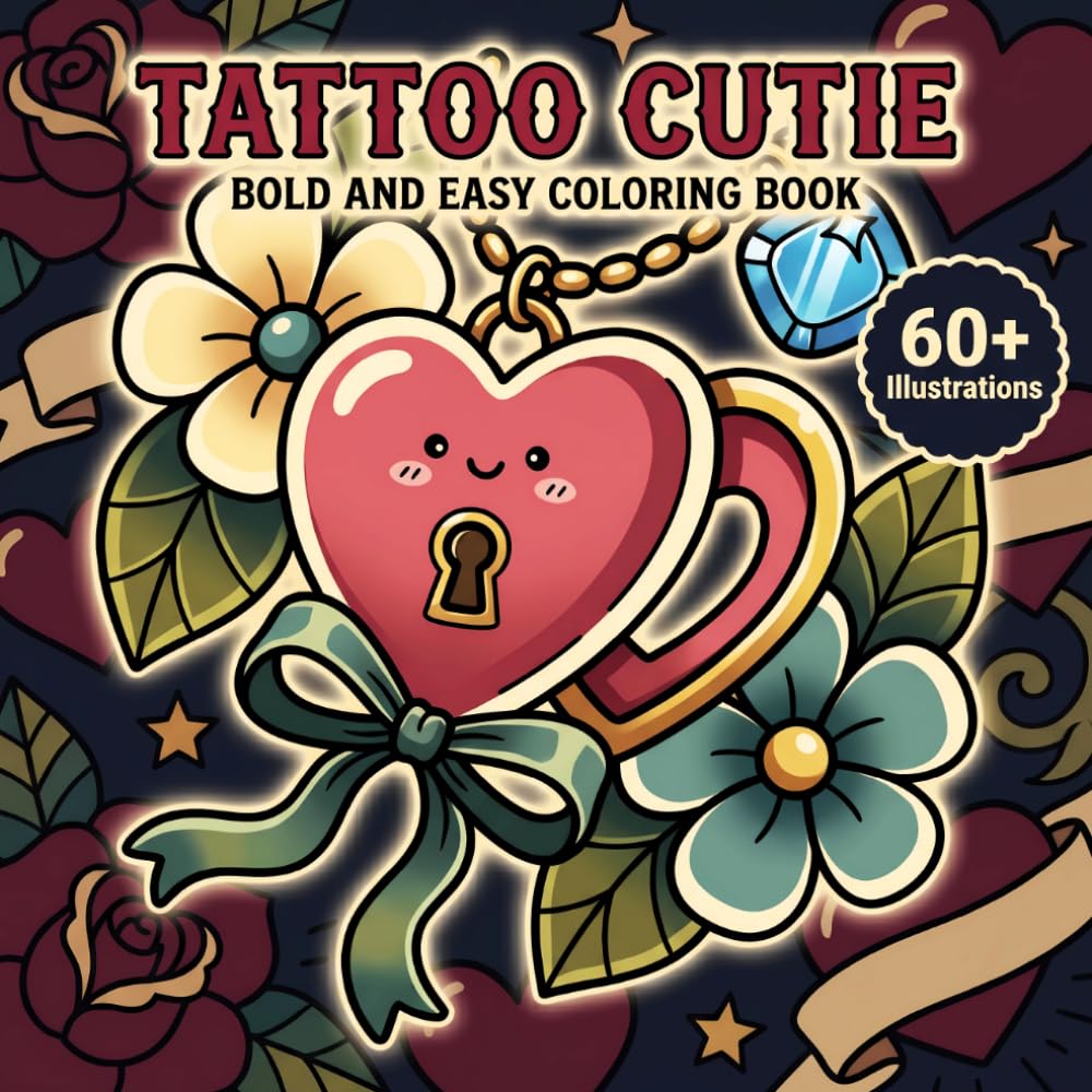 Tattoo Cutie Coloring Book: Fun And Easy Designs For Adults And Teens Looking For Cute Aesthetic Vibes And Peaceful Creative Downtime