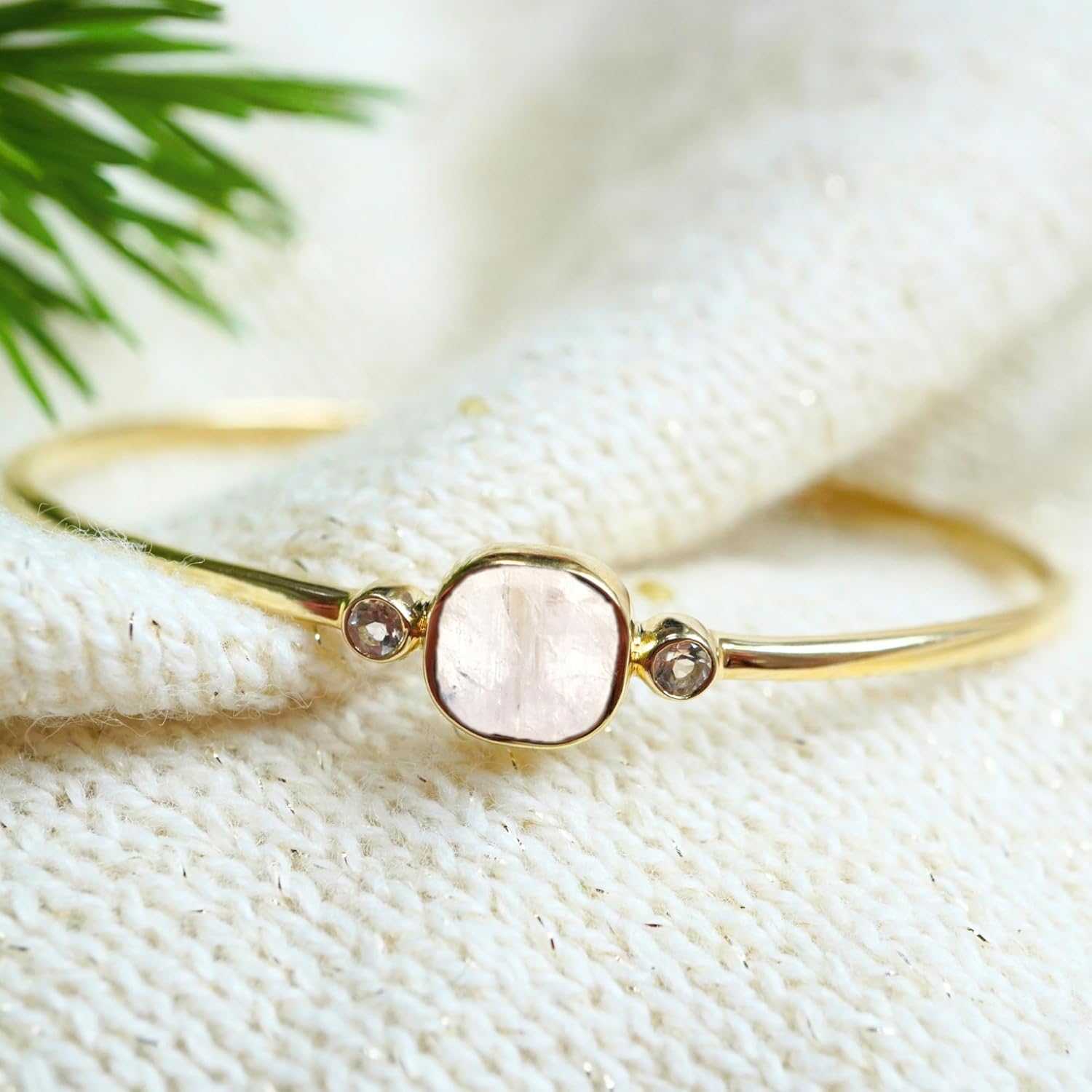 Bracelet for Women – 925 Sterling Silver 18K Gold Plated – Adjustable Square Gemstone Bracelet with White Zircon Accents, Dainty Minimalist Jewelry Gift for Mother's Day