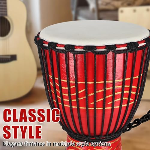 Vista 41 de lotmusic Tambor africano de Djembe, estándar 8" tambor cosido paño azul del Congo, tambor profesional del bongo con la cabeza de tambor de piel