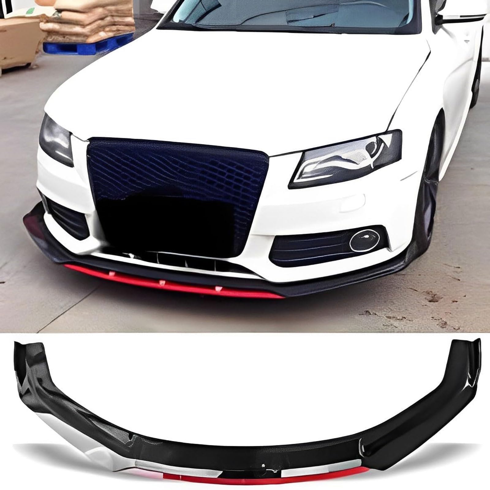 Auto Frontspoiler für Audi A4 B8 S4 2008 2009 2010, Front Spoiler Lippe Frontspoiler Frontlippe Antikollisionsschutz Body Kit