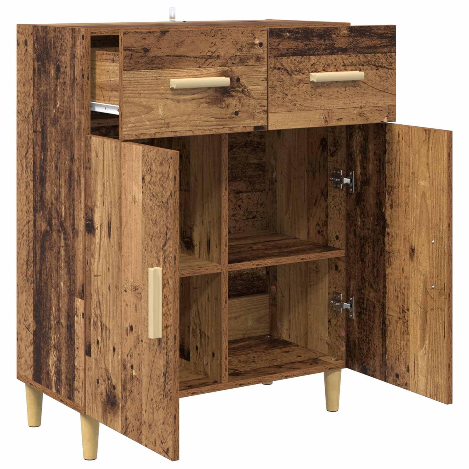 Générique Bufet współczesny design z drewna inżynieryjnego, schowek do salonu z drzwiami i szufladami podtynkowe, nowoczesny prostokątny mebel 34 x 69,5 x 89 cm