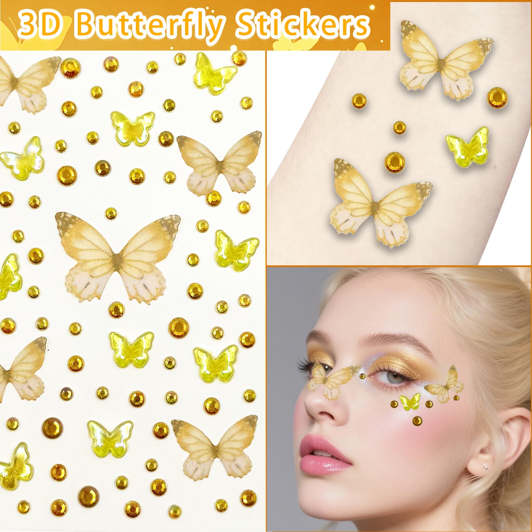 YeahBoom Children's fairy wings, butterfly wings with elf ears, fairy headband and star fairy wands, butterfly wings - Image 4