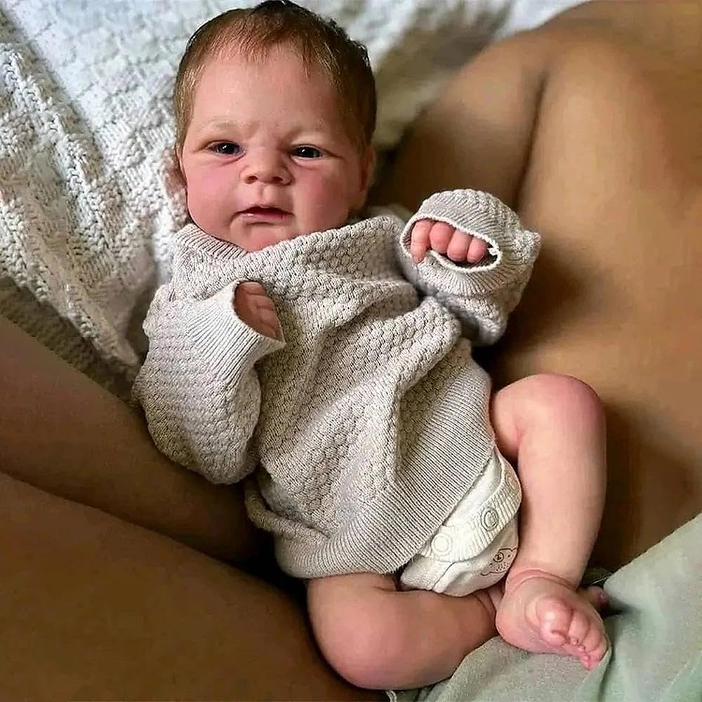 Anano Reborn Baby Lebensecht-45CM Reborn Baby Junge Waschbar Realistisch Puppe Echt Wie EIN Baby Reborn Puppen Lebensechte Babypuppen Mit Zubehör