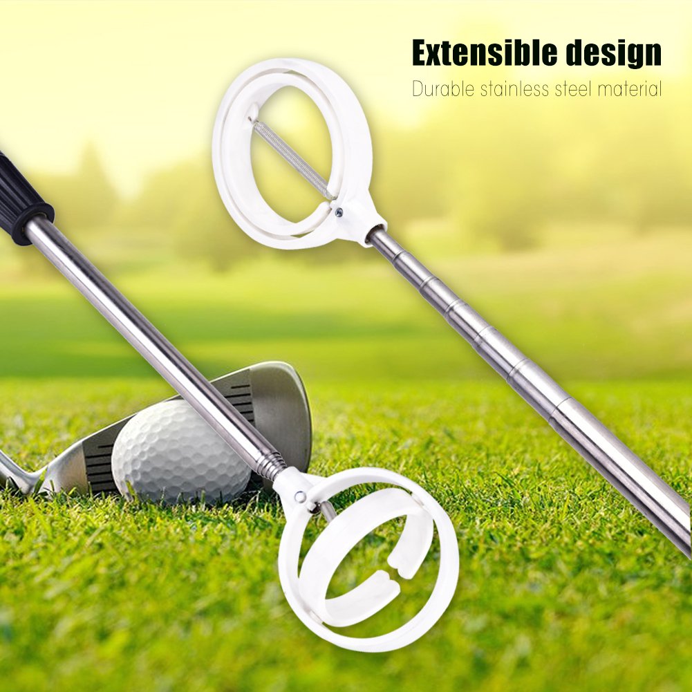 Golfball-Retriever, Teleskop-Golf-Pick-up Praktisches Golf-Picker-Ball-Pick-up-Werkzeug Geräte-Retriever-Schaufel Leicht und stark(Weiß)