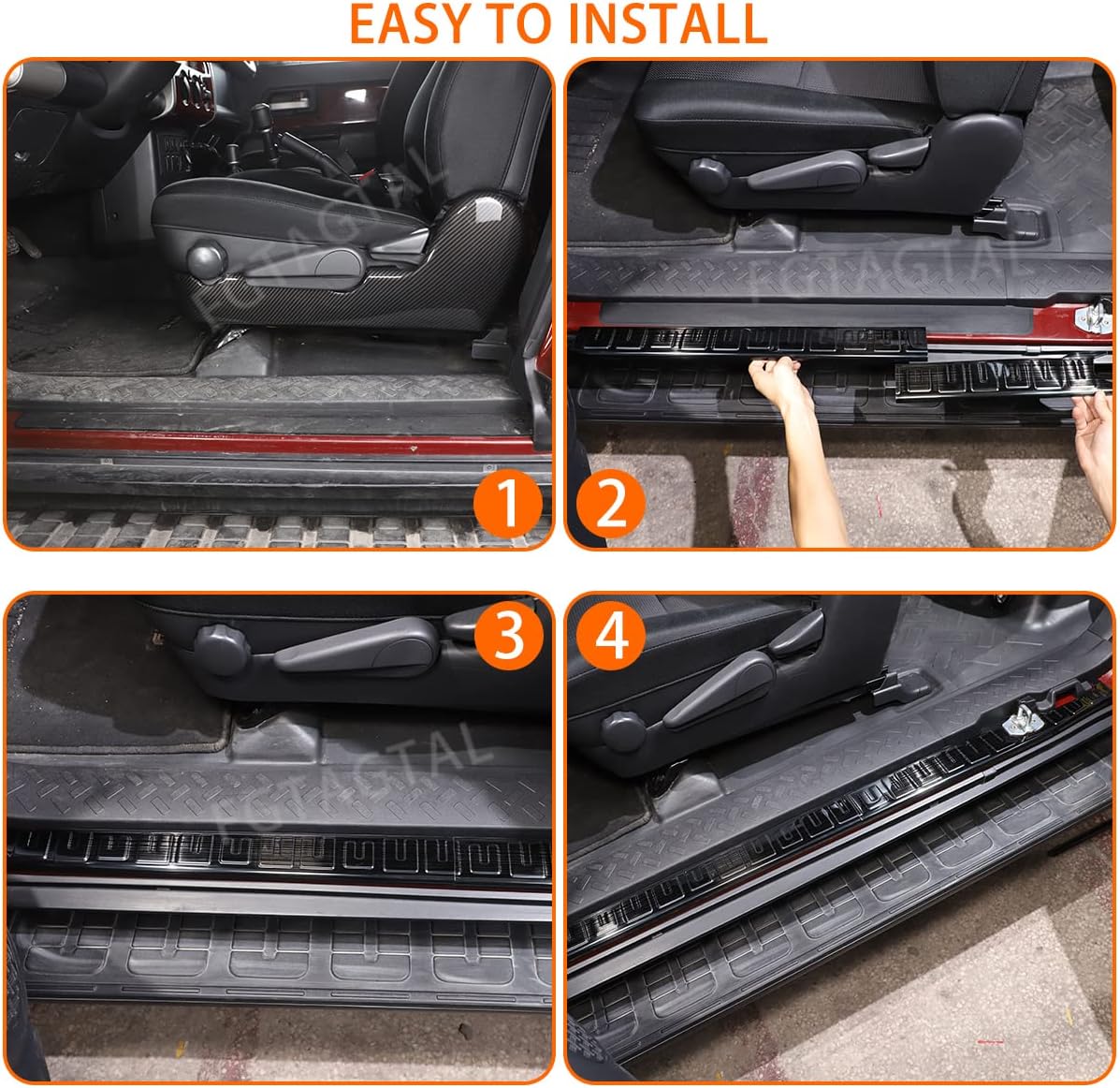 Car Door Sill Guard Cmpatible with Toyota FJ Cruiser 2007-2021, Outer Door Entry Guards Threshold Strip, Auto Stainless Threshold Protection Guards (4PCS)