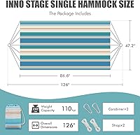 Vista 2 de Hamaca brasileña con correas para árboles, hamacas de lona, hamaca portátil con bolsa de transporte para patio trasero, porche, uso en exteriores e