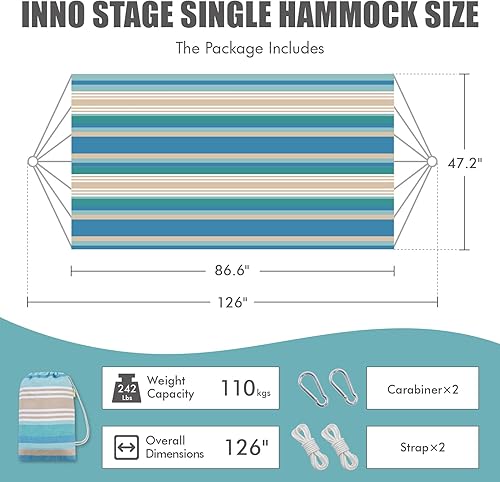 Miniatura 2 de Hamaca brasileña con correas para árboles, hamacas de lona, hamaca portátil con bolsa de transporte para patio trasero, porche, uso en exteriores e