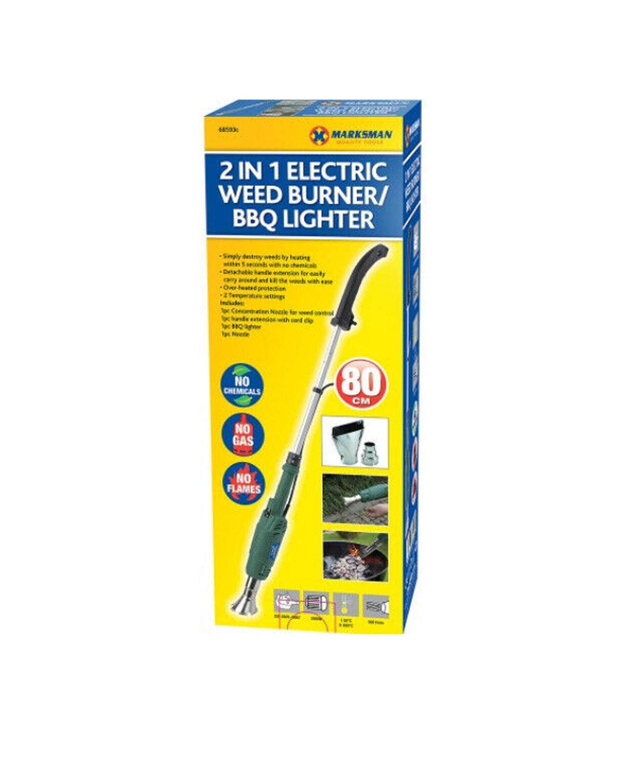 Marksmen Silver New 2000W Long Arm Electric Weed Burner Killer Remover Garden Patio Lawn 2 In 1 Bbq Lighter