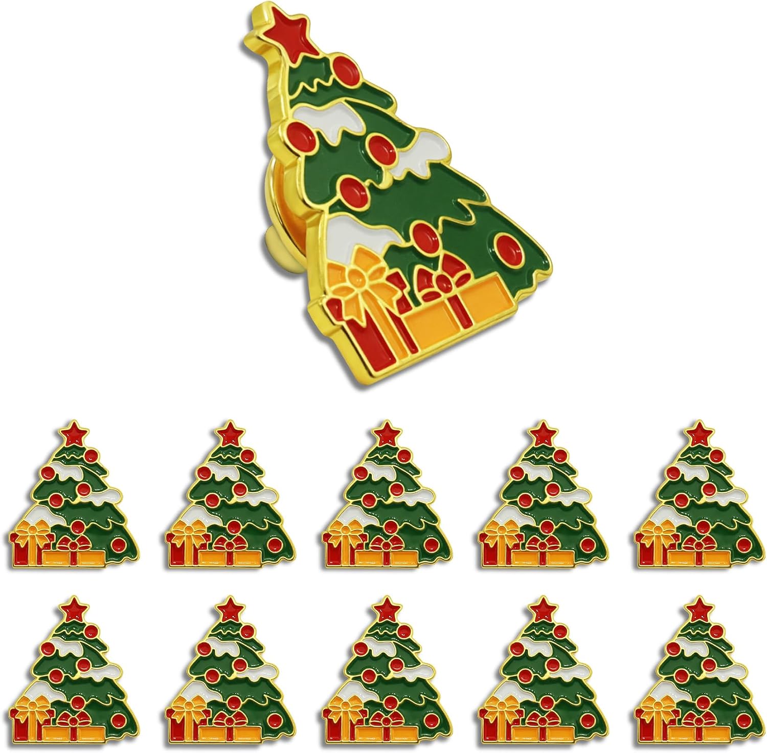 Christmas Pins 12/24/50/100Pcs Bulk Cute Christmas Tree Enamel Lapel Pins Badge for Clothes Bags Hats Accessories Jewelry Backpack Jacket Decoration Brooch Merry Chrismas