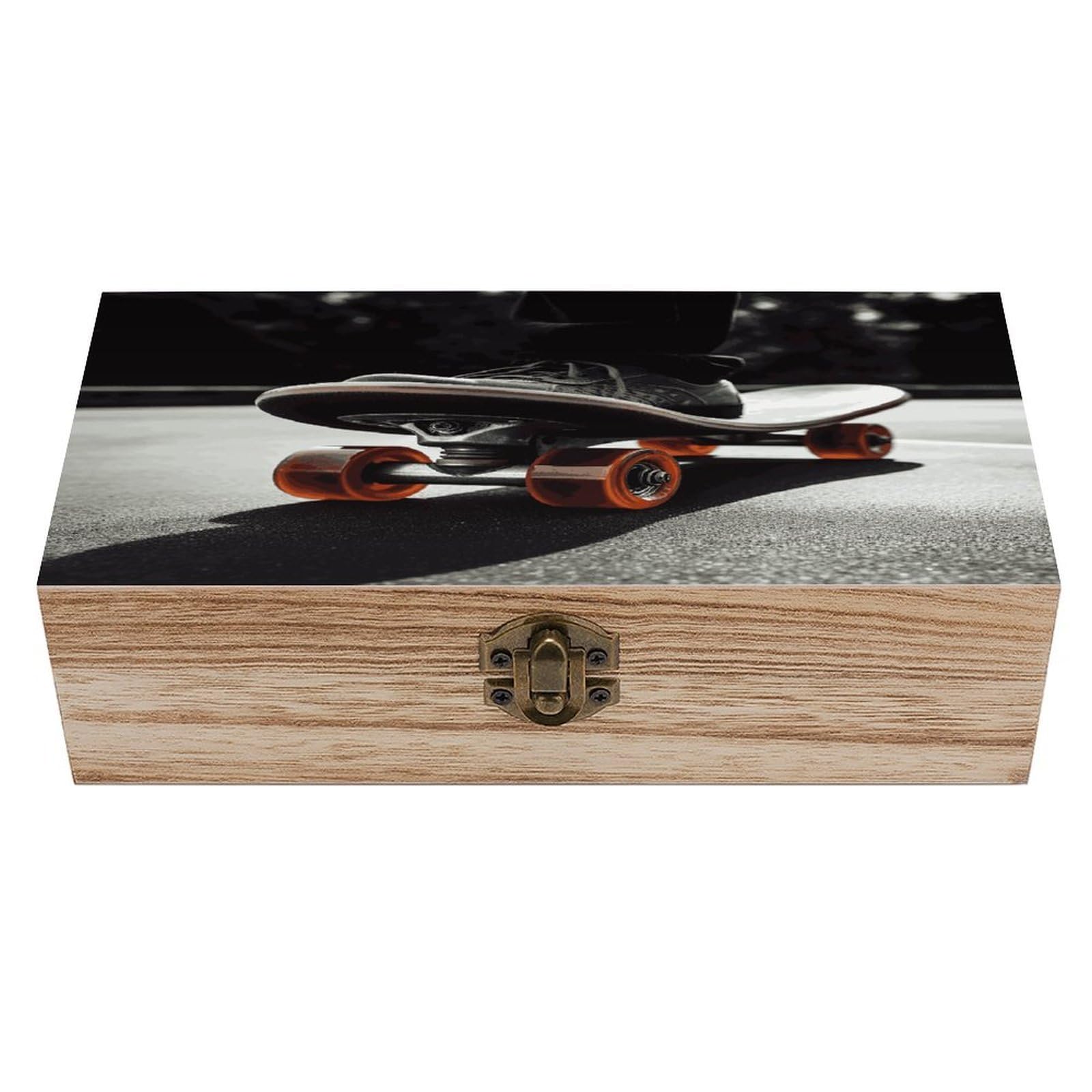 Adfgyerh Style Skateboard Wheel Bins Solid Wood，Jewelry Box Retro And Exquisite，Storage Box Used For Storing Photos, Souvenirs, Letters, Gifts, And Jewelry.