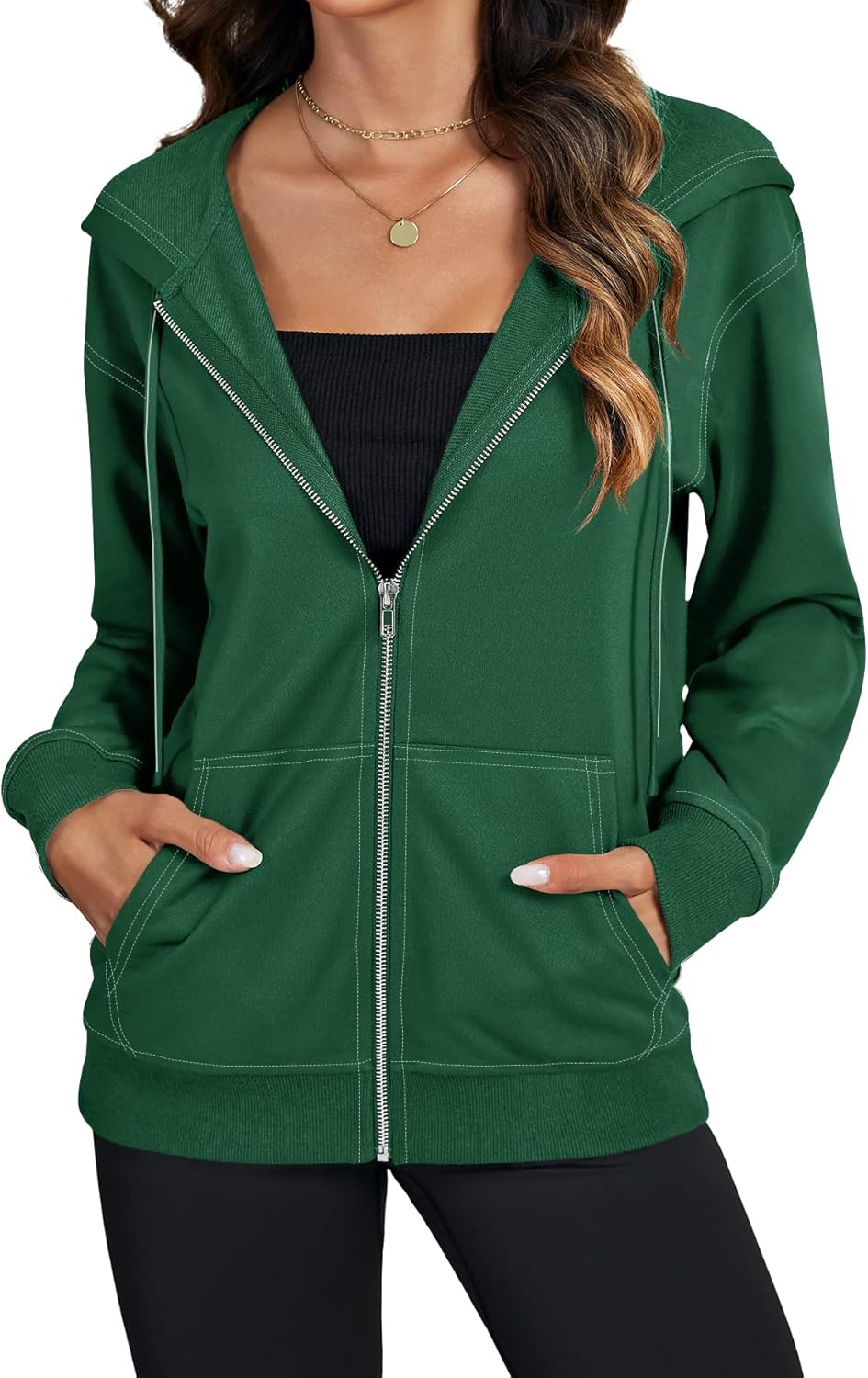 LYANER Women's Zip Up Hoodie Long Sleeve Sweatshirt Fall Outfits Fashion Jackets with Pockets