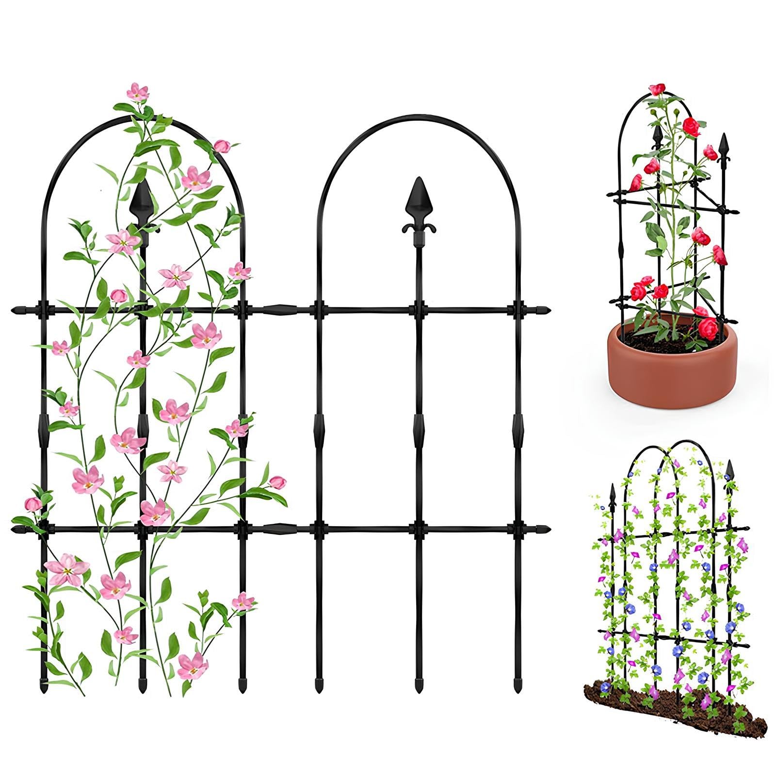 55x90cm/55x180cm Garten Rankhilfe für Kletterpflanzen, 100x90cm/100x160cm Rankzaun Metall, Pflanzensieb Rankgitter für Ranken, Rosen und Gemüse(100x90cm/39.4x35.4in)