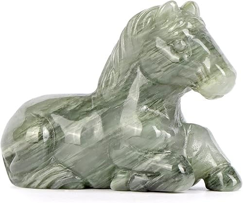 Figura de caballo pequeño de jaspe de pelo verde, animales de cristal, estatua de caballo, escultura de caballo, 2 pulgadas, decoración de