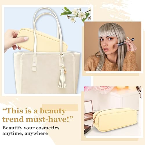 Miniatura 6 de izuzta Nylon Lager Pequeño Slim Mini Maquillaje Bolsa Organizador, Beige, Viajes