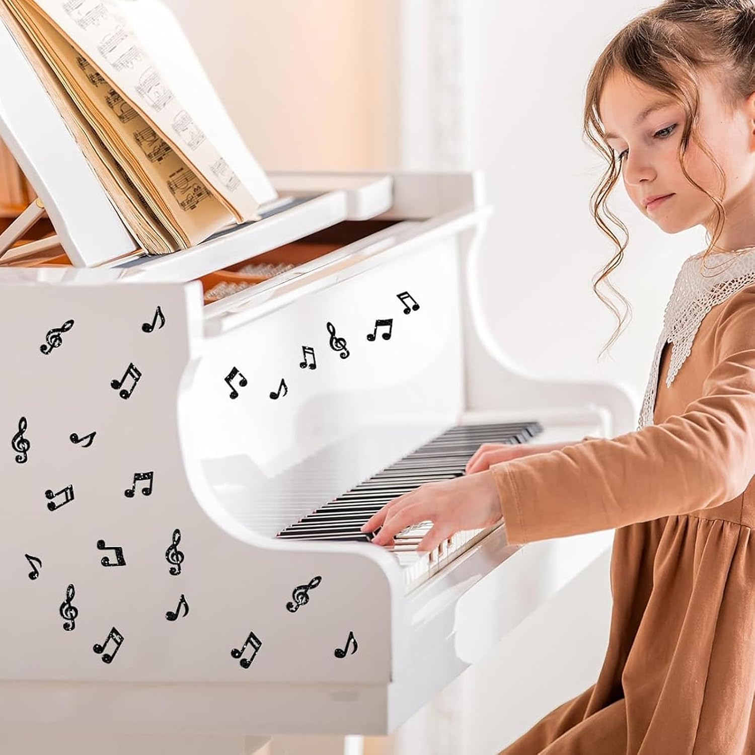 280pcs Music Stickers, Music Notes Vinyl Waterproof Stickers Musical Instruments Stickers for Water Bottles Laptops Guitars Skateboards Music Party Favors Decorations (Black Music) image 3