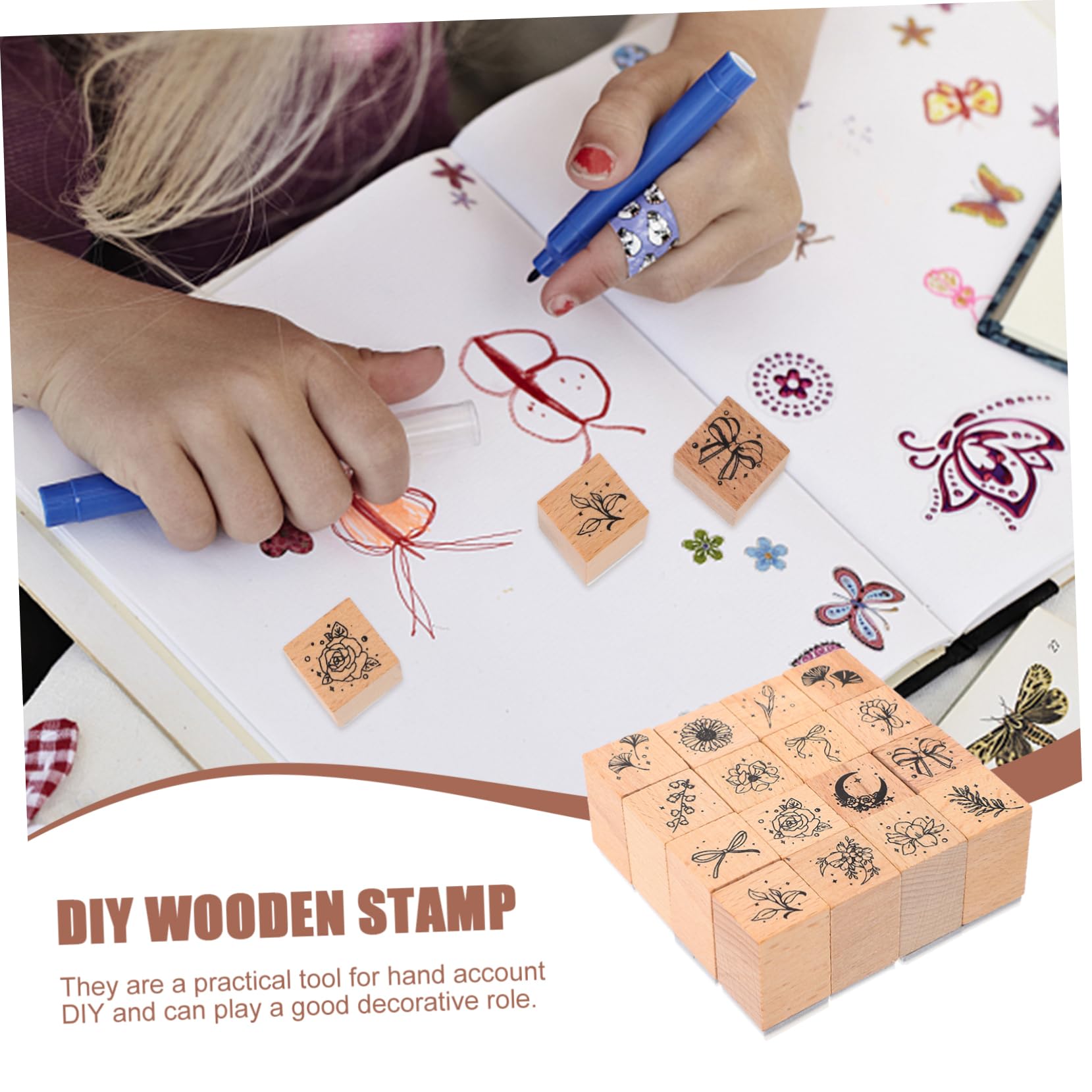 Operitacx 80stücke Teiliges Holzstempel Für Dekorative Pflanzenmotive Für Scrapbooking Und -karten Handgefertigte Stempel Für Kreative Bastelideen