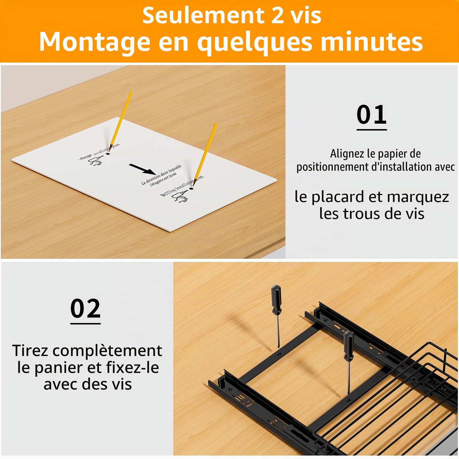 RCHYFEED Étagère à épices coulissante, organisation à épices coulissante pour l'intérieur des armoires, robuste, pour cuisine et garde-manger, sauces, 1 niveau, 21,6 x 26,4 x 6,3 cm (l x P x H)