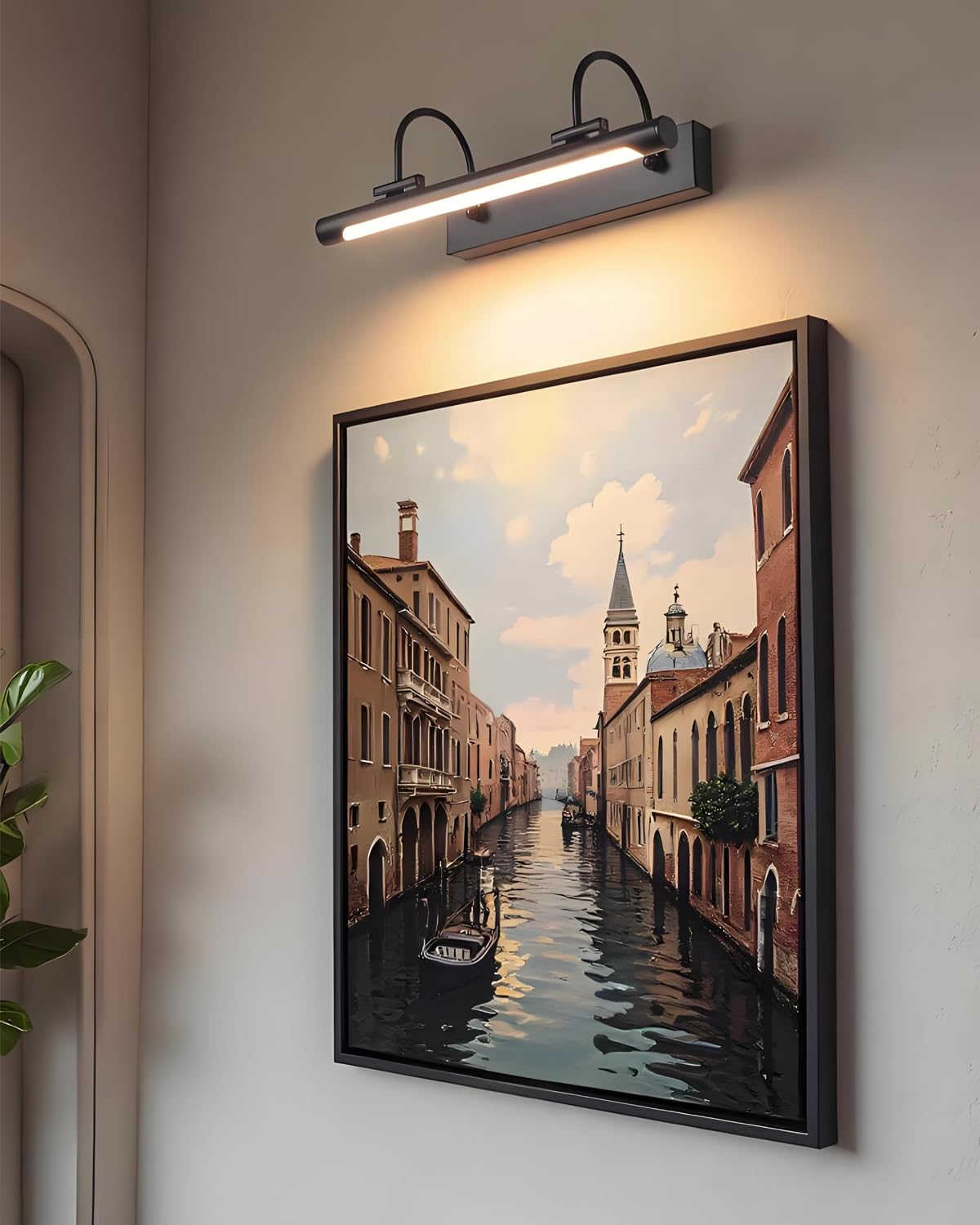 ACMHNC Bilderleuchte Schwarz - 43cm Bilderlampe Klassisch Retro - 8W LED Museumsqualität UV-Frei & 3000K - IP44 Bildbeleuchtung - Für Bilder, Spiegel, Flur, Bar, Hotel - Beleuchtung